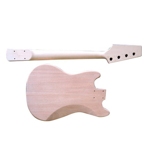 Coban Guitars DIY Bass Guitar kit MT1 Mahogany with Chrome Hardware White Pickguard