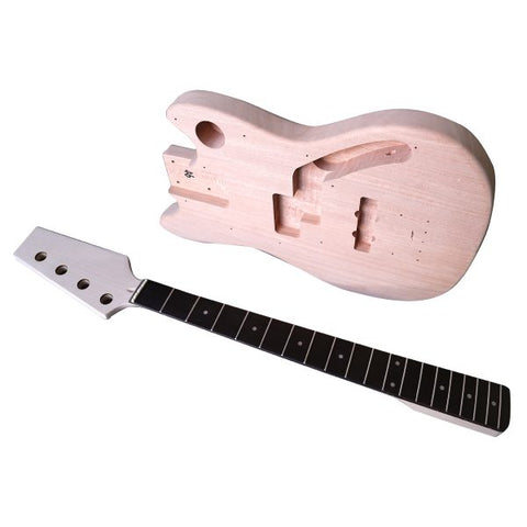 Coban Guitars DIY Bass Guitar kit MT1 Mahogany with Chrome Hardware White Pickguard
