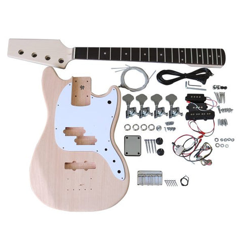 Coban Guitars DIY Bass Guitar kit MT1 Mahogany with Chrome Hardware White Pickguard