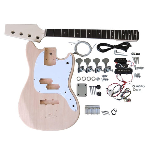 Coban Guitars DIY Bass Guitar kit MT1 Mahogany with Chrome Hardware White Pickguard