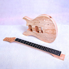 Electric Guitar DIY Kit PR830 24 frets Set in Neck Mahogany with Spalted Maple Veneer Hardware Chrome with Cream Fitting