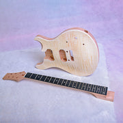 Electric Guitar DIY Kit PR840 Set in Neck Mahogany with Flame Maple Veneer Hardware Chrome with Cream Fitting
