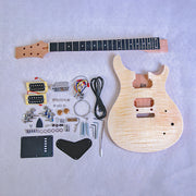 Electric Guitar DIY Kit PR840 Set in Neck Mahogany with Flame Maple Veneer Hardware Chrome with Cream Fitting
