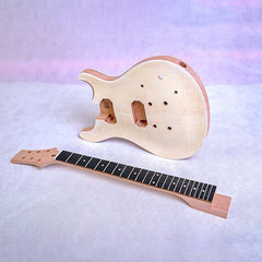 Electric Guitar DIY Kit PR8FS Set in Neck Mahogany with Flame Maple Veneer LP Hardware Chrome with Black Fitting
