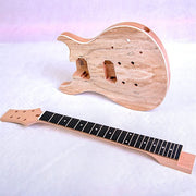 Electric Guitar DIY Kit PR9SM Set in Neck Mahogany with Spalted Maple Veneer LP Hardware Chrome with Black Fitting
