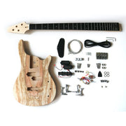 Electric Bass Guitar DIY Kit Coban Guitars SE901 Bass Guitar Kit Ash Body Spalted Maple Chrome Fittings NO Soldering