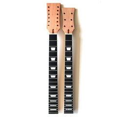 Electric Guitar DIY Kit Double Neck SG5 Set in Neck Mahogany Body Hardware Chrome Black Pickguard