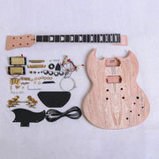 Electric Guitar DIY Kit SG510 Set in Neck Mahogany with Spalted Maple Veneer Hardware Gold with Black Fitting