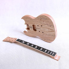 Electric Guitar DIY Kit SG510 Set in Neck Mahogany with Spalted Maple Veneer Hardware Gold with Black Fitting