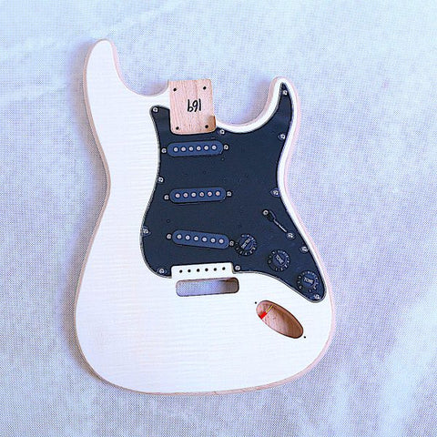 Build your own DIY Guitar Kit ST40F Ash Body Flame Maple Hardware Chrome with Black Pickguard