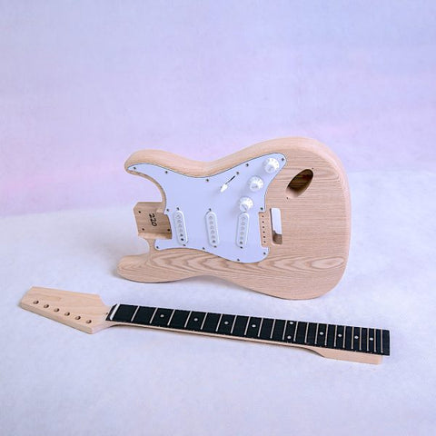 Coban Guitars Electric Guitars DIY Kit ST4 Ash Body Chrome White Pickguard