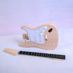 Coban Guitars Build Your Own DIY Electric Guitar Kit ST4 Strat Style Ash Body Ebony Fingerboard White Pickguard Non Soldering Chrome Hardware Guitar Making Kit