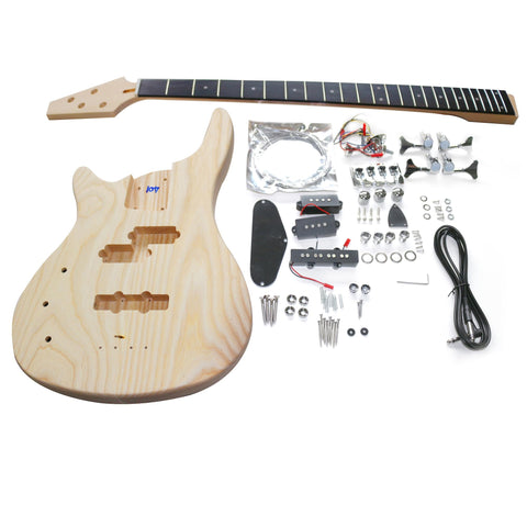 DIY SE Left-Handed Bass Guitar Kit | 4-String Ash Body | Ebony Fingerboard | Chrome Hardware
