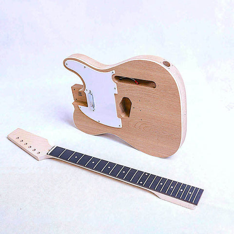 Coban Guitars Electric Guitars DIY Kit TL6 Ash Body with White Pickguard and Chrome Hardware