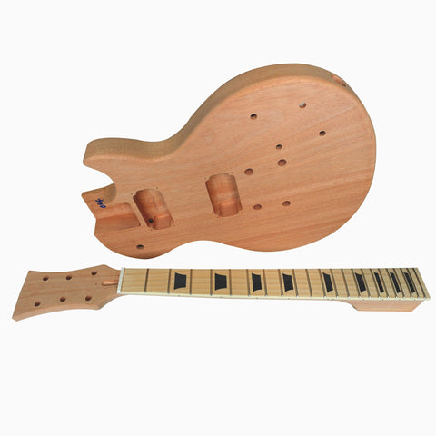 DIY LP Plain Set Neck Guitar Kit | Mahogany Body with Maple Fingerboard | Chrome Hardware & Black Fittings