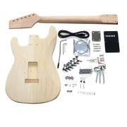 DIY ST Beginner Guitar Kit | Basswood Body with Laurel Fingerboard | Chrome Hardware & SSS Pickup | Choice of Pickguard