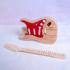 Electric Guitars DIY Kit ST4SS Ash Body Spalted Maple both Sides Red Pearl Pickguard