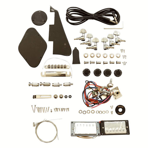 DIY Electric Guitar Kits, LP744BC Style Solid Mahogany body with Flamed Maple Veneer No Soldering Required Black/Chome