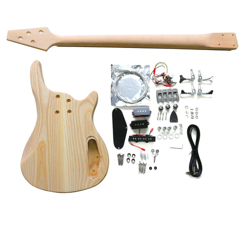 DIY SE Left-Handed Bass Guitar Kit | 4-String Ash Body | Ebony Fingerboard | Chrome Hardware