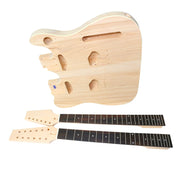 DIY TL Double-Neck Guitar Kit | Paulownia Body | Ebony Fingerboard | Chrome Hardware & White or Black Pickguard