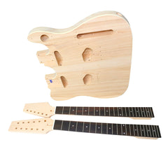 DIY TL Double-Neck Guitar Kit | Paulownia Body | Ebony Fingerboard | Chrome Hardware & White or Black Pickguard