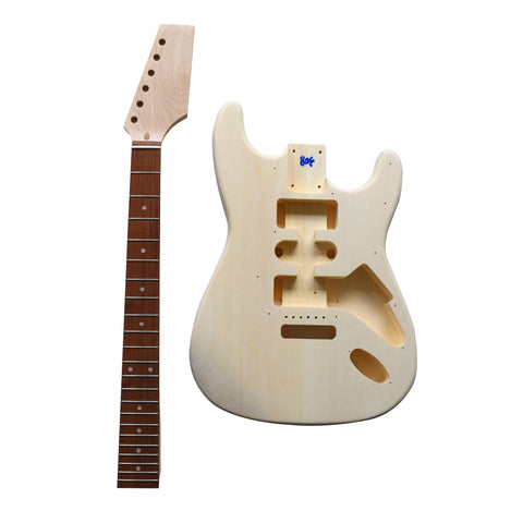 DIY ST Beginner Guitar Kit | Basswood Body with Laurel Fingerboard | Chrome Hardware & SSS Pickup | Choice of Pickguard