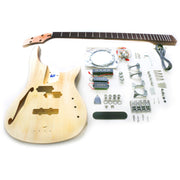 DIY SEF Bass Guitar Kit | 4-String Basswood Semi Hollow Body | Laurel Fingerboard | Chrome Hardware
