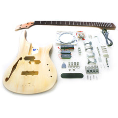 DIY SEF Bass Guitar Kit | 4-String Basswood Semi Hollow Body | Laurel Fingerboard | Chrome Hardware
