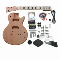 DIY LP Plain Set Neck Guitar Kit | Mahogany Body with Maple Fingerboard | Chrome Hardware & Black Fittings
