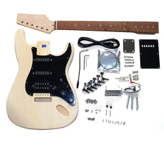DIY ST Beginner Guitar Kit | Basswood Body with Laurel Fingerboard | Chrome Hardware & HSS Pickup | Choice of Pickguard