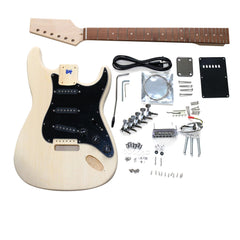 DIY ST Beginner Guitar Kit | Basswood Body with Laurel Fingerboard | Chrome Hardware & SSS Pickup | Choice of Pickguard
