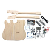 DIY TL Double-Neck Guitar Kit | Paulownia Body | Ebony Fingerboard | Chrome Hardware & White or Black Pickguard