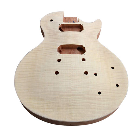 DIY Electric Guitar Kits, LP744BC Style Solid Mahogany body with Flamed Maple Veneer No Soldering Required Black/Chome