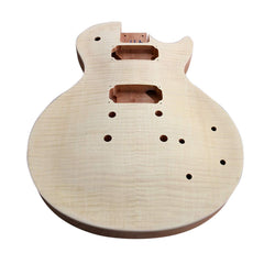 DIY Electric Guitar Kits, LP744BC Style Solid Mahogany body with Flamed Maple Veneer No Soldering Required Black/Chome