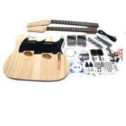 DIY TL Double-Neck Guitar Kit | Paulownia Body | Ebony Fingerboard | Chrome Hardware & White or Black Pickguard