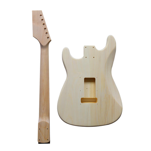 DIY ST Beginner Guitar Kit | Basswood Body with Laurel Fingerboard | Chrome Hardware & HSS Pickup | Choice of Pickguard