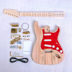 Electric Guitars DIY Kit ST4SS Ash Body Spalted Maple both Sides Red Pearl Pickguard